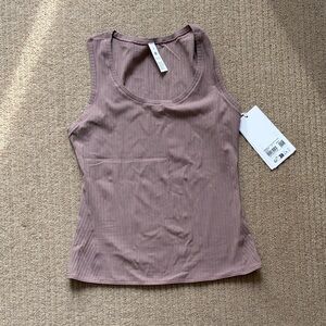 Lululemon Wundermost Ultra-Soft Ribbed Nulu Scoop-Neck Tank Top, M, Ashen Rose